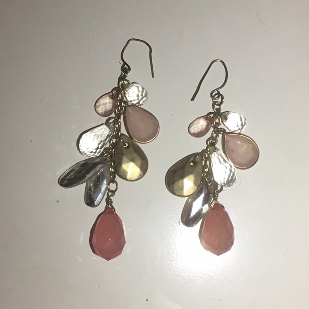 Dangly pink beaded earrings